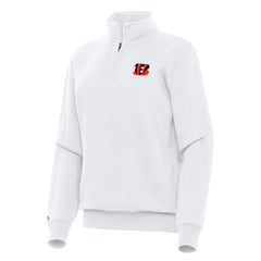 Cincinnati Bengals Antigua Women's Victory Quarter-Zip Top White - NFL