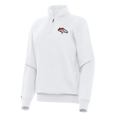 Denver Broncos Antigua Women's Victory Quarter-Zip Top White - NFL
