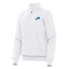 Detroit Lions Antigua Women's Victory Quarter-Zip Top White - NFL