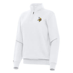Minnesota Vikings Antigua Women's Victory Quarter-Zip Top White - NFL