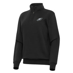 Philadelphia Eagles Antigua Women's Victory Quarter-Zip Top Black - NFL