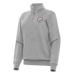 Pittsburgh Steelers Antigua Women's Victory Quarter-Zip Top Heather Gray - NFL