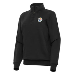 Pittsburgh Steelers Antigua Women's Victory Quarter-Zip Top Black - NFL