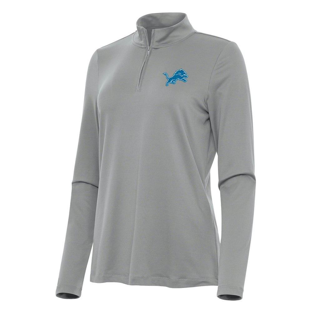 Detroit Lions Antigua Women's Reprocess Quarter-Zip Top Gray - NFL