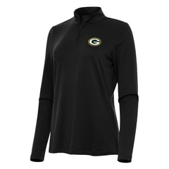 Green Bay Packers Antigua Women's Reprocess Quarter-Zip Top Black - NFL