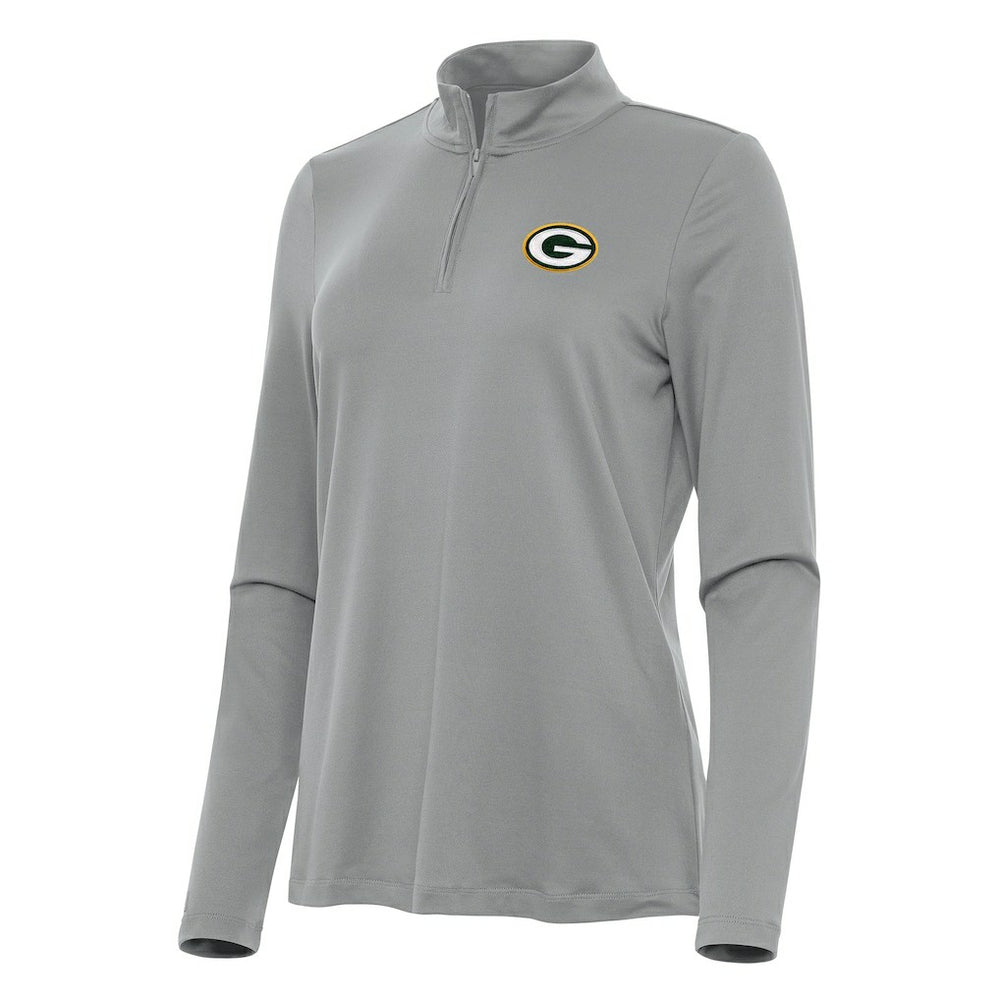 Green Bay Packers Antigua Women's Reprocess Quarter-Zip Top Gray - NFL