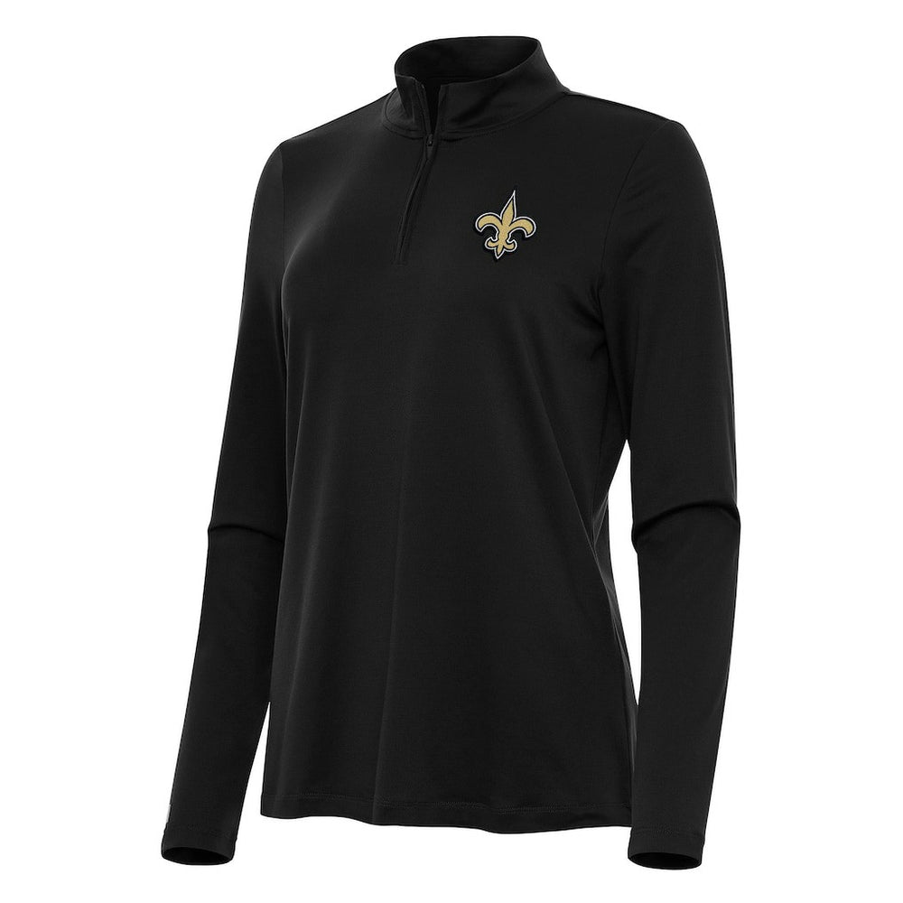 New Orleans Saints Antigua Women's Reprocess Quarter-Zip Top Black - NFL