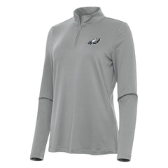 Philadelphia Eagles Antigua Women's Reprocess Quarter-Zip Top Gray - NFL