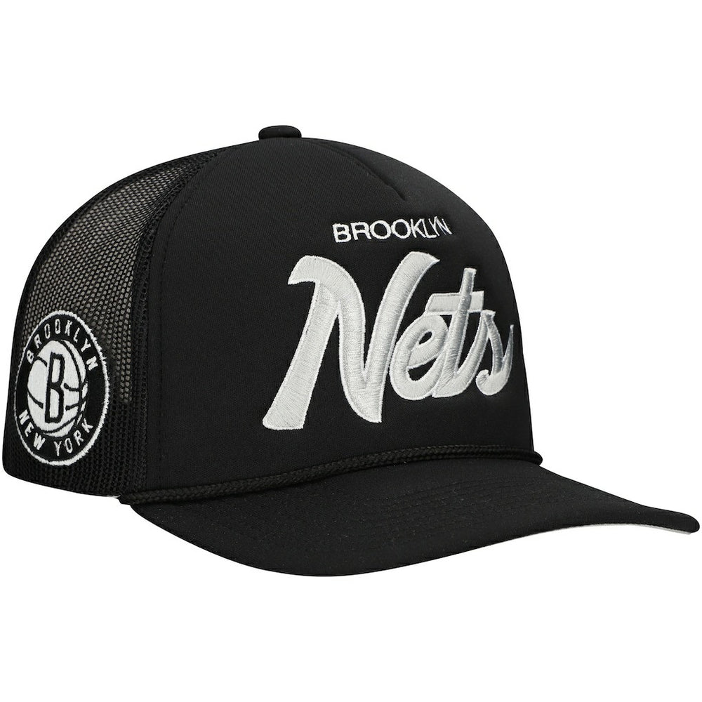 Mitchell & Ness - Brooklyn Nets Script Trucker Adjustable Hat - Black