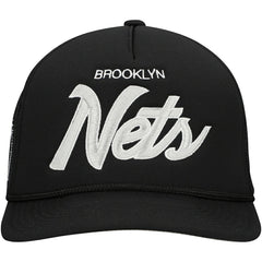 Mitchell & Ness - Brooklyn Nets Script Trucker Adjustable Hat - Black