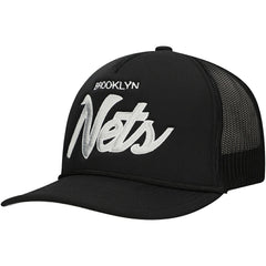 Mitchell & Ness - Brooklyn Nets Script Trucker Adjustable Hat - Black