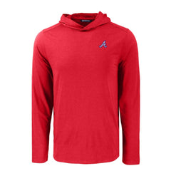 Atlanta Braves Cutter & Buck Coastline Epic Comfort Recycled Eco Hoodie Long Sleeve T-Shirt Sale