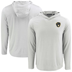 Milwaukee Brewers Cutter & Buck Coastline Epic Comfort Recycled Eco Hoodie Long Sleeve T-Shirt for sale