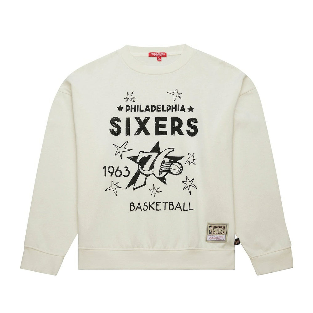 Mitchell & Ness - Philadelphia 76ers Women's Hardwood Classics Pullover Sweatshirt - Cream