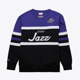 Mitchell & Ness - Utah Jazz Hardwood Classics Vintage Logo Head Coach Pullover Sweatshirt - Black/Purple