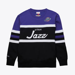 Mitchell & Ness - Utah Jazz Hardwood Classics Vintage Logo Head Coach Pullover Sweatshirt - Black/Purple