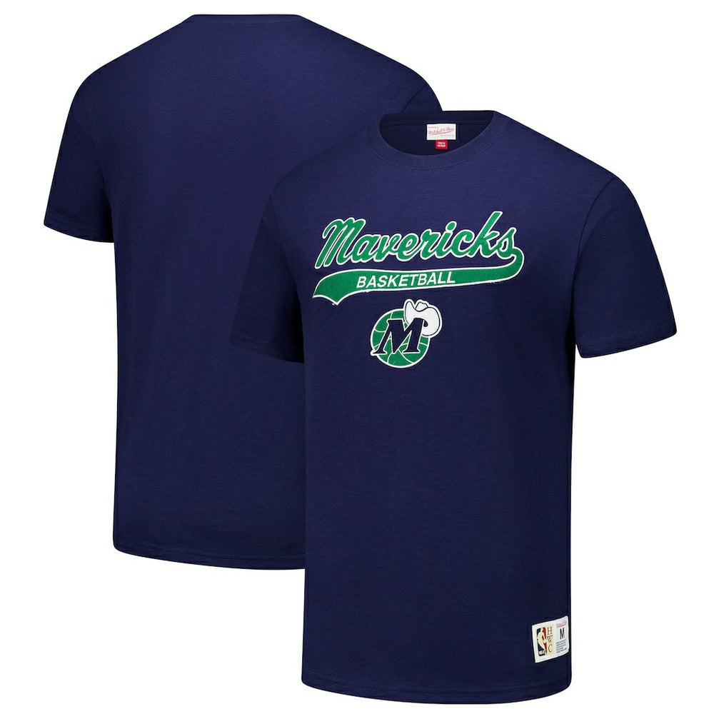 Mitchell & Ness - Dallas Mavericks Hardwood Classics Felt Applique Slub T-Shirt - Navy