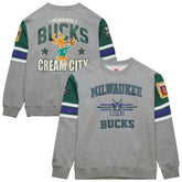Mitchell & Ness - Milwaukee Bucks Hardwood Classics All Over 4.0 Pullover Sweatshirt - Heather Gray