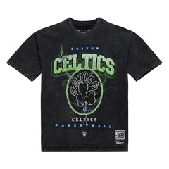 Mitchell & Ness - Boston Celtics Unisex Hardwood Classics Vintage Voltage Premium Heavyweight T-Shirt - Black