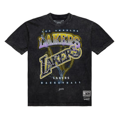 Mitchell & Ness - Los Angeles Lakers Unisex Hardwood Classics Vintage Voltage Premium Heavyweight T-Shirt - Black