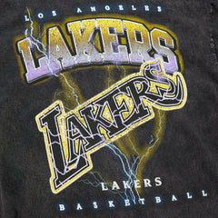 Mitchell & Ness - Los Angeles Lakers Unisex Hardwood Classics Vintage Voltage Premium Heavyweight T-Shirt - Black