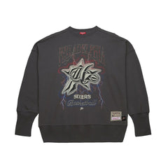 Mitchell & Ness - Philadelphia 76ers Women's Hardwood Classics Lightweight Pullover Sweatshirt - Charcoal