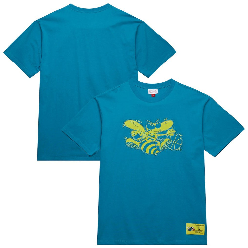 Mitchell & Ness - Charlotte Hornets Hardwood Classics Neon Nights Premium T-Shirt - Teal