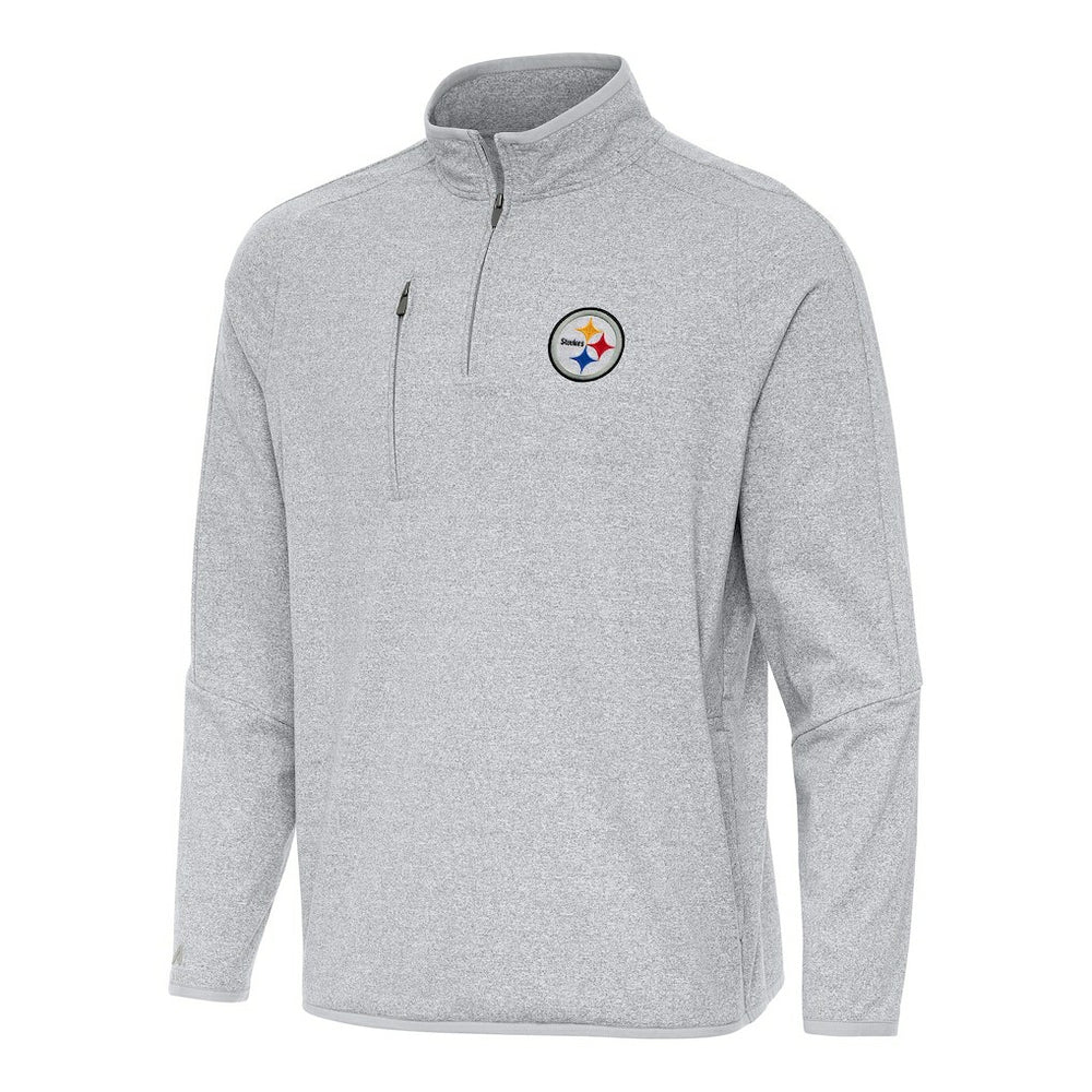 Pittsburgh Steelers Antigua Certain Tri-Blend Quarter-Zip Top Heather Gray - NFL