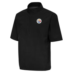 Pittsburgh Steelers Antigua Brisk Short Sleeve Quarter-Zip Windshirt Black - NFL