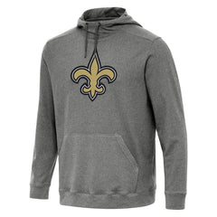 New Orleans Saints Antigua Cloud Pullover Hoodie Heather Black - NFL