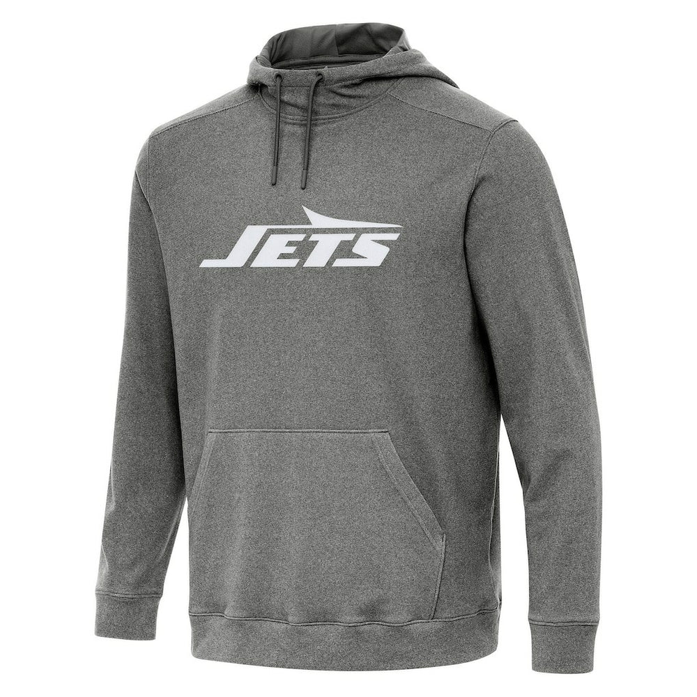 New York Jets Antigua Cloud Pullover Hoodie Heather Black - NFL