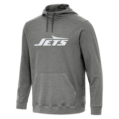 New York Jets Antigua Cloud Pullover Hoodie Heather Black - NFL
