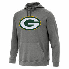 Green Bay Packers Antigua Cloud Pullover Hoodie Heather Black - NFL