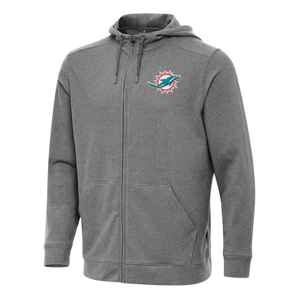 Miami Dolphins Antigua Effortless Full-Zip Hoodie Heather Black - NFL