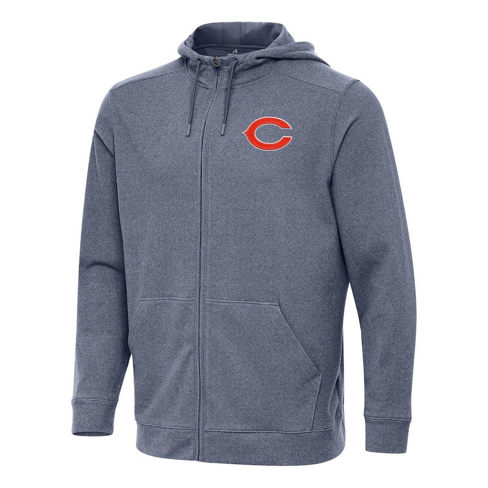 Chicago Bears Antigua Effortless Full-Zip Hoodie Heather Navy - NFL