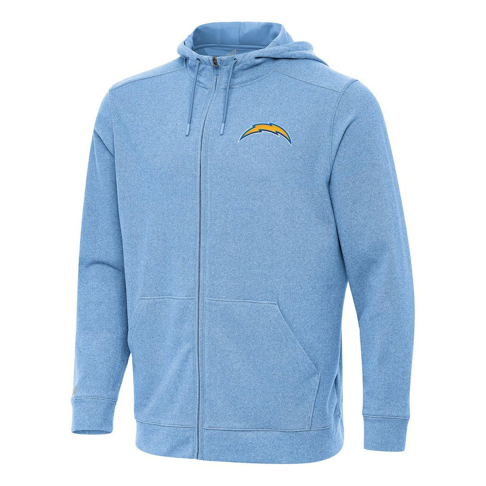 Los Angeles Chargers Antigua Effortless Full-Zip Hoodie Heather Powder Blue - NFL