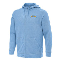 Los Angeles Chargers Antigua Effortless Full-Zip Hoodie Heather Powder Blue - NFL