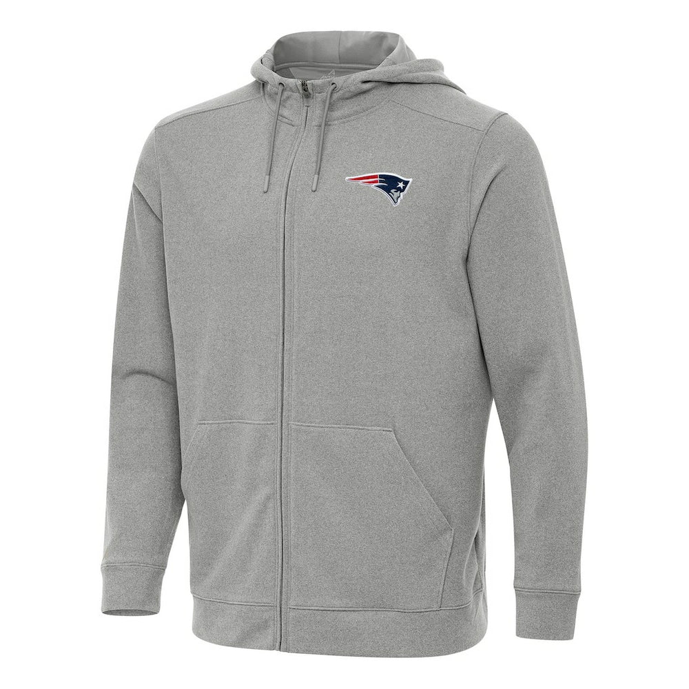 New England Patriots Antigua Effortless Full-Zip Hoodie Heather Gray - NFL