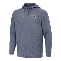 New England Patriots Antigua Effortless Full-Zip Hoodie Heather Navy - NFL
