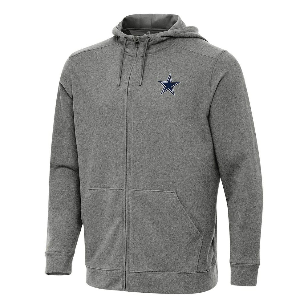 Dallas Cowboys Antigua Effortless Full-Zip Hoodie Heather Black - NFL