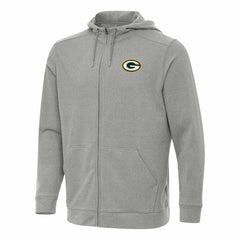 Green Bay Packers Antigua Effortless Full-Zip Hoodie Heather Gray - NFL