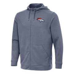 Denver Broncos Antigua Effortless Full-Zip Hoodie Heather Navy - NFL