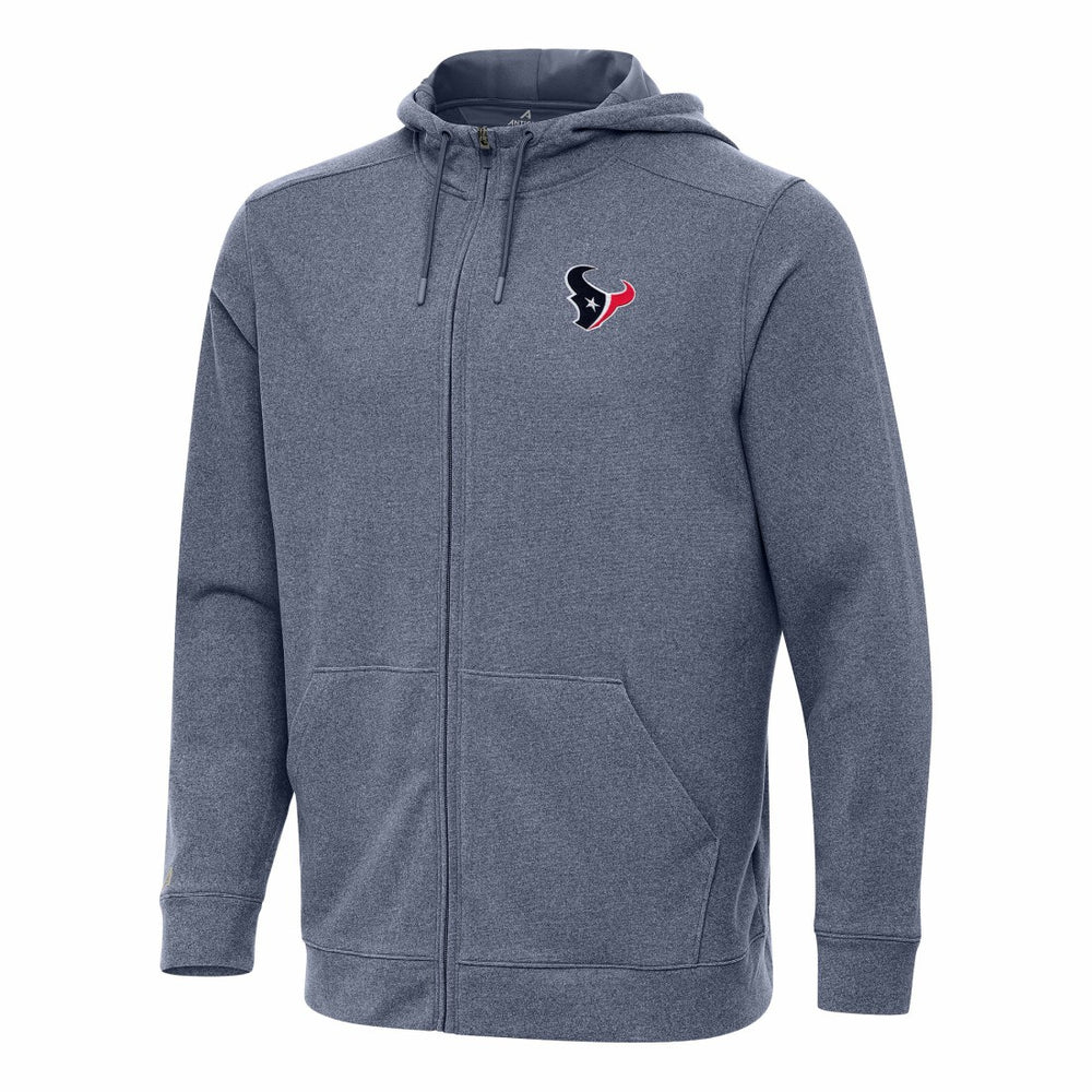 Houston Texans Antigua Effortless Full-Zip Hoodie Heather Navy - NFL