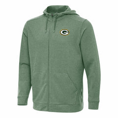 Green Bay Packers Antigua Effortless Full-Zip Hoodie Heather Green - NFL