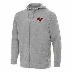 Tampa Bay Buccaneers Antigua Effortless Full-Zip Hoodie Heather Gray - NFL