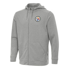 Pittsburgh Steelers Antigua Effortless Full-Zip Hoodie Heather Gray - NFL