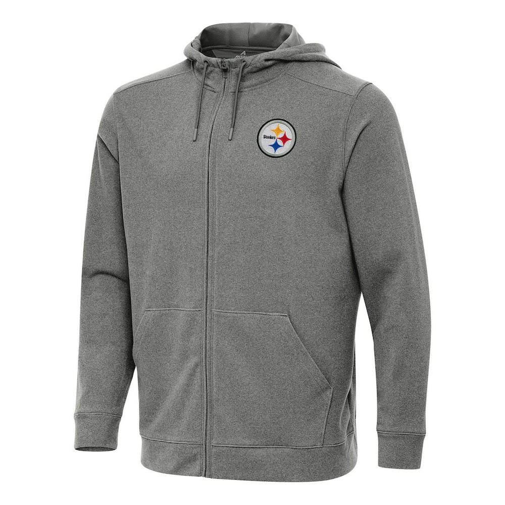 Pittsburgh Steelers Antigua Effortless Full-Zip Hoodie Heather Black - NFL