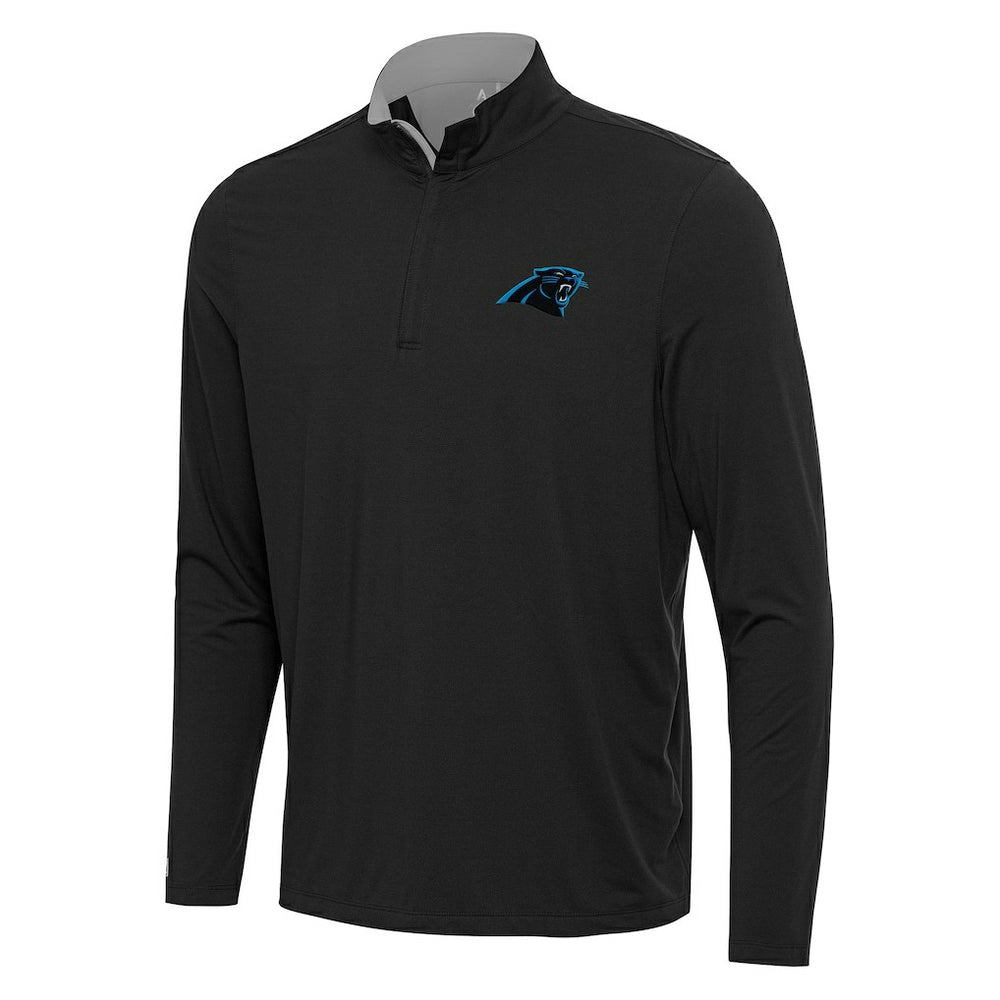 Carolina Panthers Antigua Content Quarter-Zip Pullover Top Black/Gray - NFL