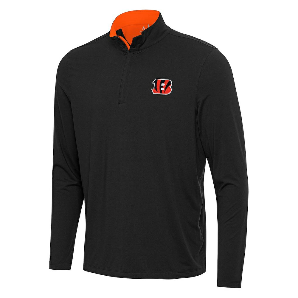 Cincinnati Bengals Antigua Content Quarter-Zip Pullover Top Black/Orange - NFL