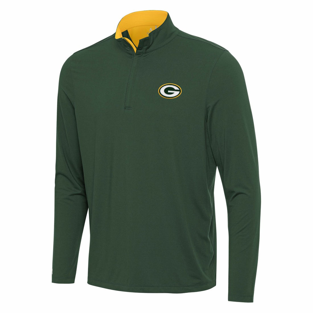 Green Bay Packers Antigua Content Quarter-Zip Pullover Top Green/Gold - NFL